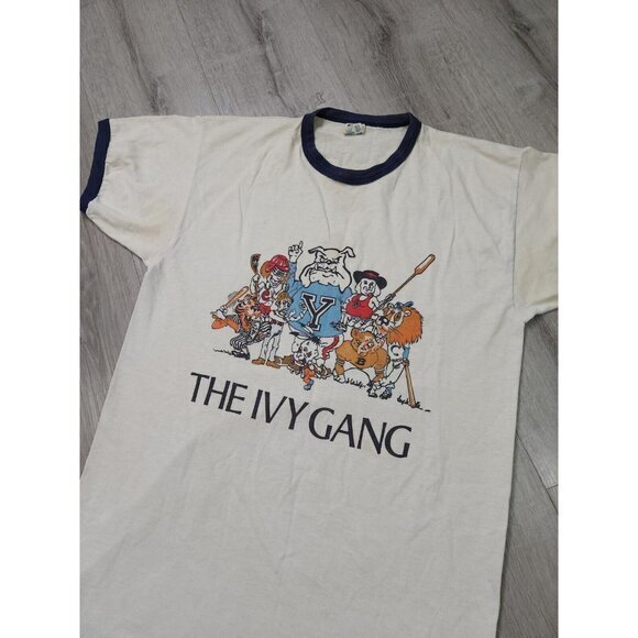 RARE Vintage 80s Champion Ivy Gang T Shirt Mens Medium Harvard Princeton Cornell - Picture 4 of 15
